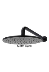 Meir ROUND Wall Shower 300mm Rose, 400mm Curved Arm In Matte Black - Tiger Bronze - Champagne - Brushed Nickel
